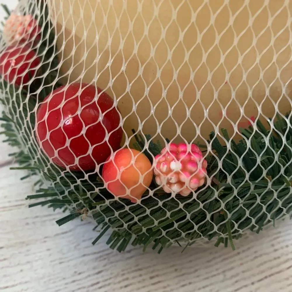 Interior Accents Cream Holiday Candle with Mini Wreath and Glass Holder 6 3/4